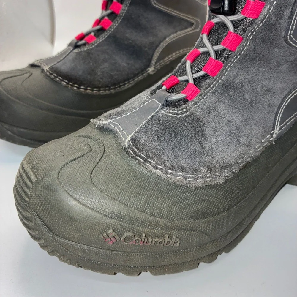 Columbia Omni-Heat Winter Boots Grey Pink Faux Fur Suede‎ Snow Boots Womens
